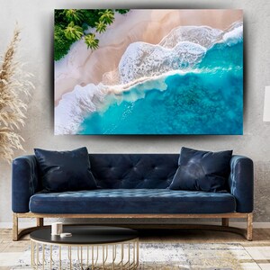 Beach Tempered Glass Wall Art, Summer Print Wall Art, Home Decor, Living Room Art, Modern Wall Art, Sea Print Wall Hangings, Cool Decoration
