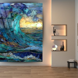 Beach Tempered Glass Wall Art, Summer Print Wall Art, Home Decor, Living Room Art, Modern Wall Art, Sea Print Wall Hangings, Cool Decoration