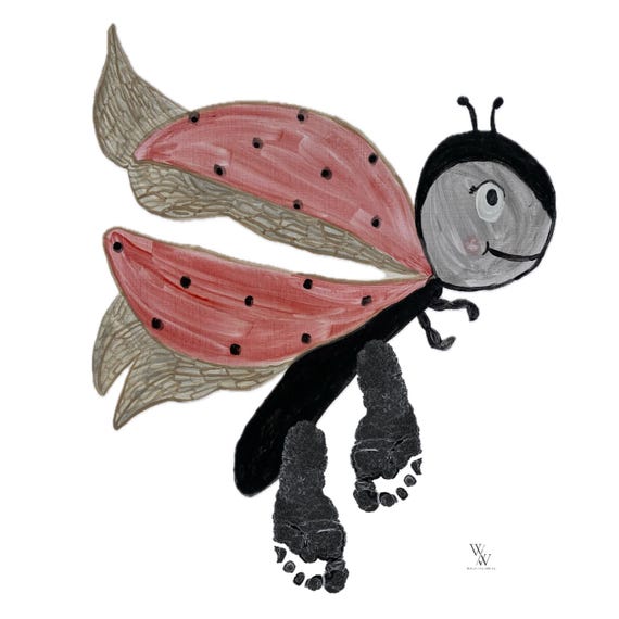 Ladybug Baby Footprint Poster Download | Animal Poster Printable | Nursery Wall Art | Digital Print A3 | PDF | Memory