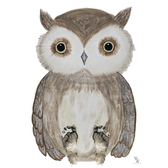 Owl I owl I Baby Footprint Handprint Poster Download | Animal Poster Printable | Nursery Wall Art | Digital Print A3I PDFI Reminder