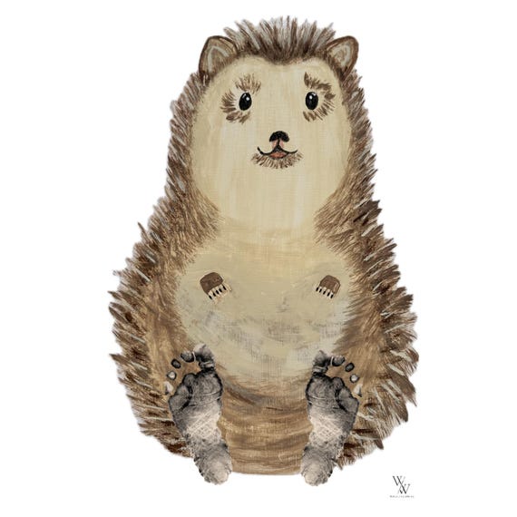 Hedgehog I hedgehog I Baby Footprint Handprint Poster Download | Animal Poster Printable | Nursery Wall Art | Digital Print A3I PDF I Reminder