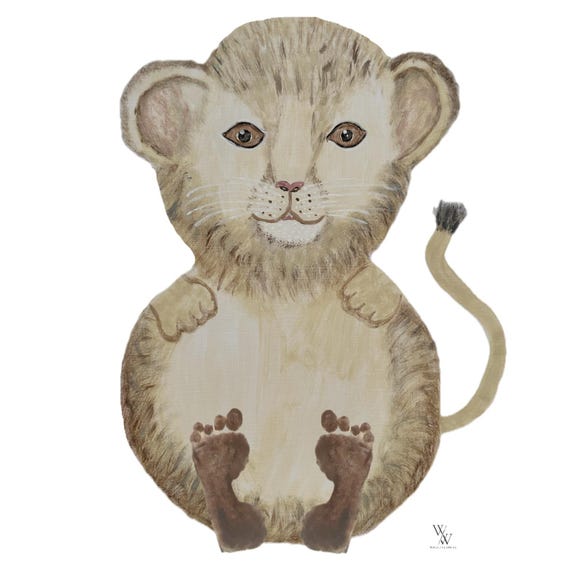Lion | Baby Footprint | Handprint Poster Download | Animal Poster Printable | Nursery Wall Art | Digital Print A3 | PDF | Keepsake