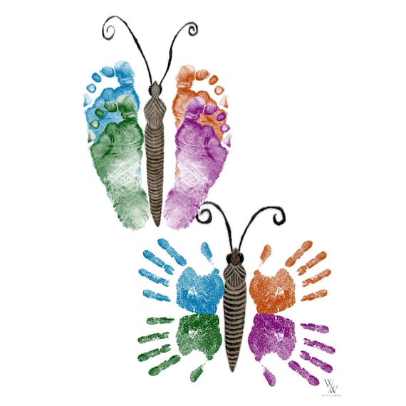 Butterfly I butterfly Baby Footprint Handprint Poster Download | Animal Poster Printable | Nursery Wall Art | Digital Print A3I PDF