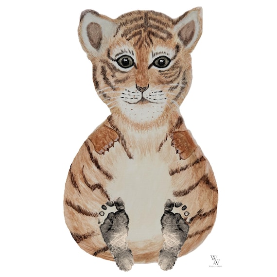 Tiger I Baby Footprint Handprint Poster Download | Animal Poster Printable | Nursery Wall Art | Digital Print A3I PDFI Reminder