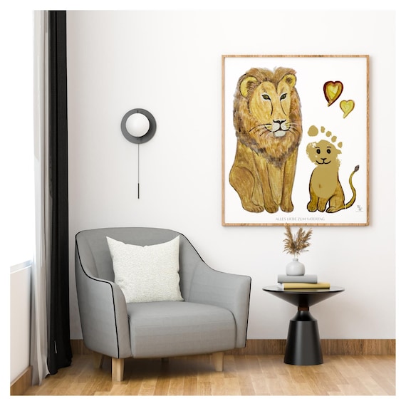 Lion | Father's Day Baby Footprint Handprint Poster Download | Animal Poster Printable | Nursery Wall Art | Digital Print A3IPDFI Reminder