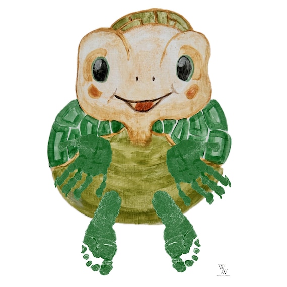 Turtle | Baby Footprint and Handprint Poster Download | Animal Poster Printable | Nursery Wall Art | Digital Print A3 PDF Memory