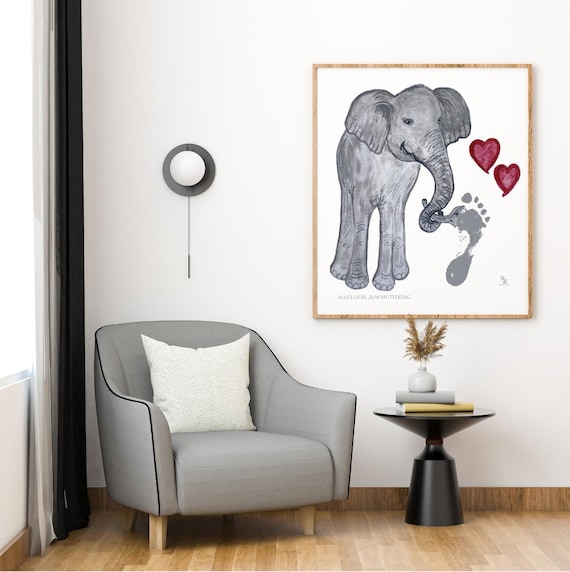 Elephant, Mama, Mother's Day, Baby Footprint Poster Download | Animal Poster Printable | Nursery Wall Art | Digital Print A3 | PDF | Memory