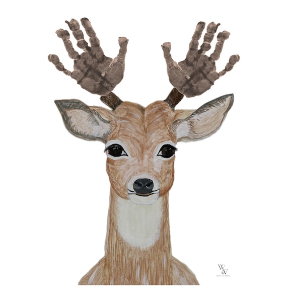 Deer I deer I Baby Footprint Handprint Poster Download | Animal Poster Printable | Nursery Wall Art | Digital Print A3I PDF I Reminder