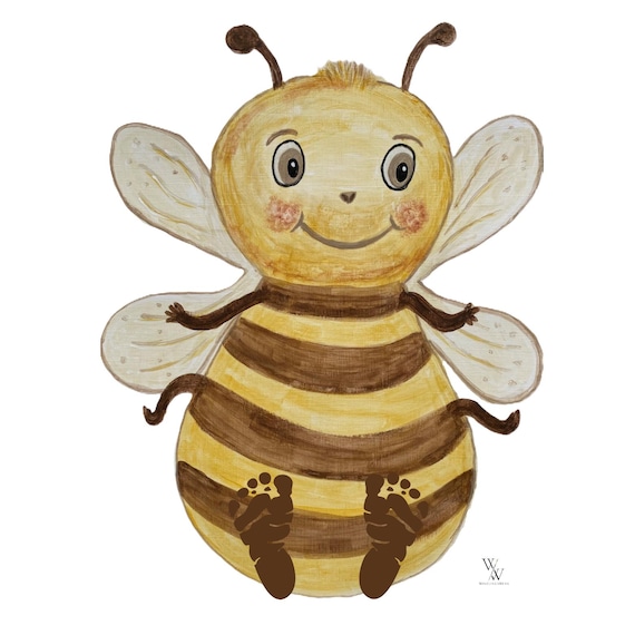 Bee I bee I Baby Footprint Handprint Poster Download | Animal Poster Printable | Nursery Wall Art | Digital Print A3I PDFI Reminder