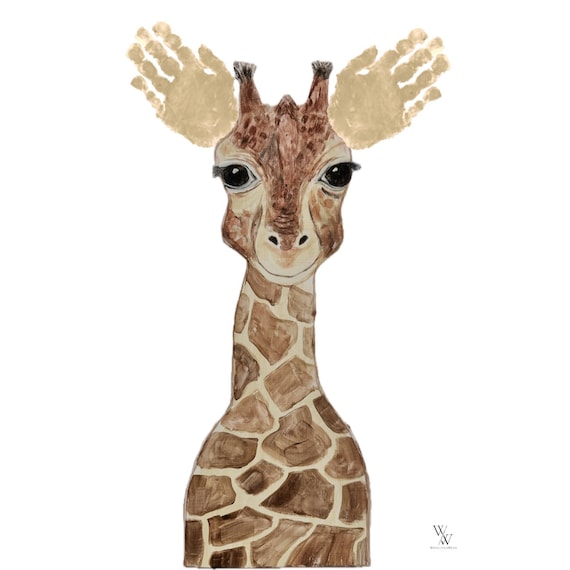 Giraffe I Baby Footprint Handprint Poster Download | Animal Poster Printable | Nursery Wall Art | Digital Print A3I PDFI Reminder