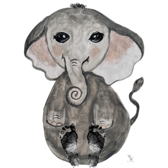 Elephant I elephant I Baby Footprint Handprint Poster Download | Animal Poster Printable | Nursery Wall Art | Digital Print A3I PDF I milestone