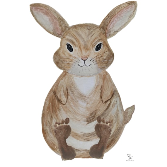 Bunny I rabbit I Baby Footprint Handprint Poster Download | Animal Poster Printable | Nursery Wall Art | Digital Print A3I PDFI Reminder