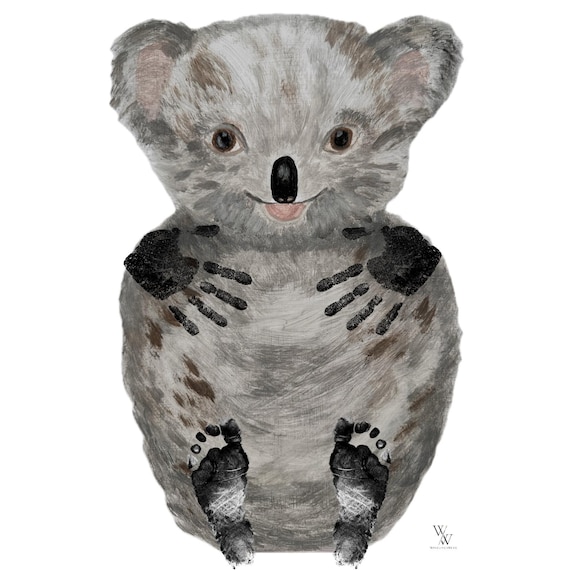 Koala I Baby Footprint Handprint Poster Download | Animal Poster Printable | Nursery Wall Art | Digital Print A3I PDF I Remembrance I milestone