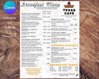 Editable Mexican Restaurant Menu Template: Canva Design (Digital Download)