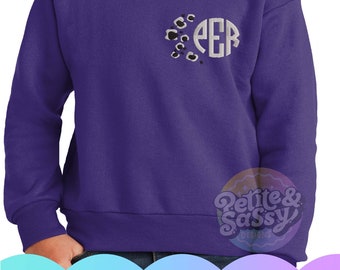 Embroidered Kids Sweatshirt: Personalized Leopard Monogram