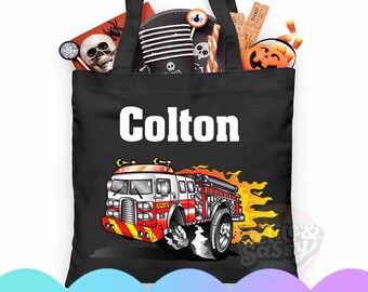 Firetruck Halloween Trick-or-Treat Bag: Custom Candy Sack