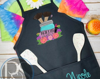 Personalized Girls Makeup Apron, Kid Cosmetologists Gifts, Pretend Play Makeup Apron, Kids Makeup Artist Apron, Cosmetic Aprons for Kids