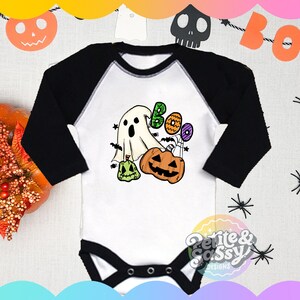 Halloween Kids Shirt: Printed Ghost & Pumpkin Boo Design