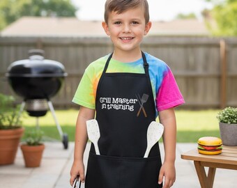 Personalized Kids Grill Apron: Grill Master in Training, USA Made