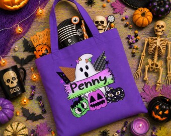 Personalized Halloween Ghost Tote Bag Customized Trick or Treat Bags
