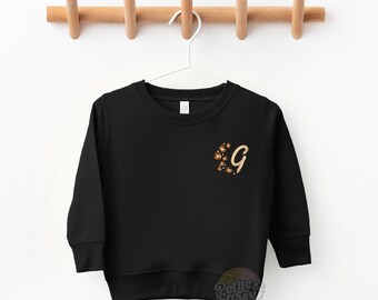 Kids Fall Sweatshirt: Leopard Monogram Pullover