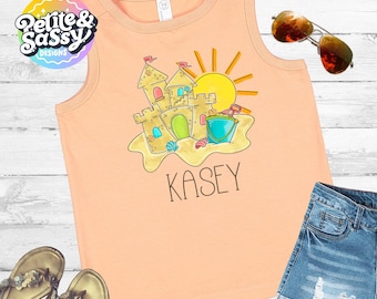 Personalized Beach Sandcastle Tank Top for Kids