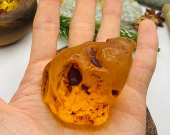 Large Raw Amber chunk 69 grams, untreated natural Baltic Sea gemstone