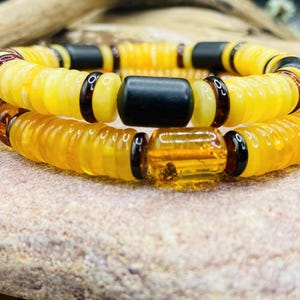 Genuine Amber unisex bracelets in two colors, Special Rondelle beaded jewelry