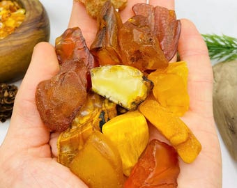 Highest Quality Raw Amber gemstone mixed lot 20-100 grams, Genuine NOT HEAT TREATED rocks