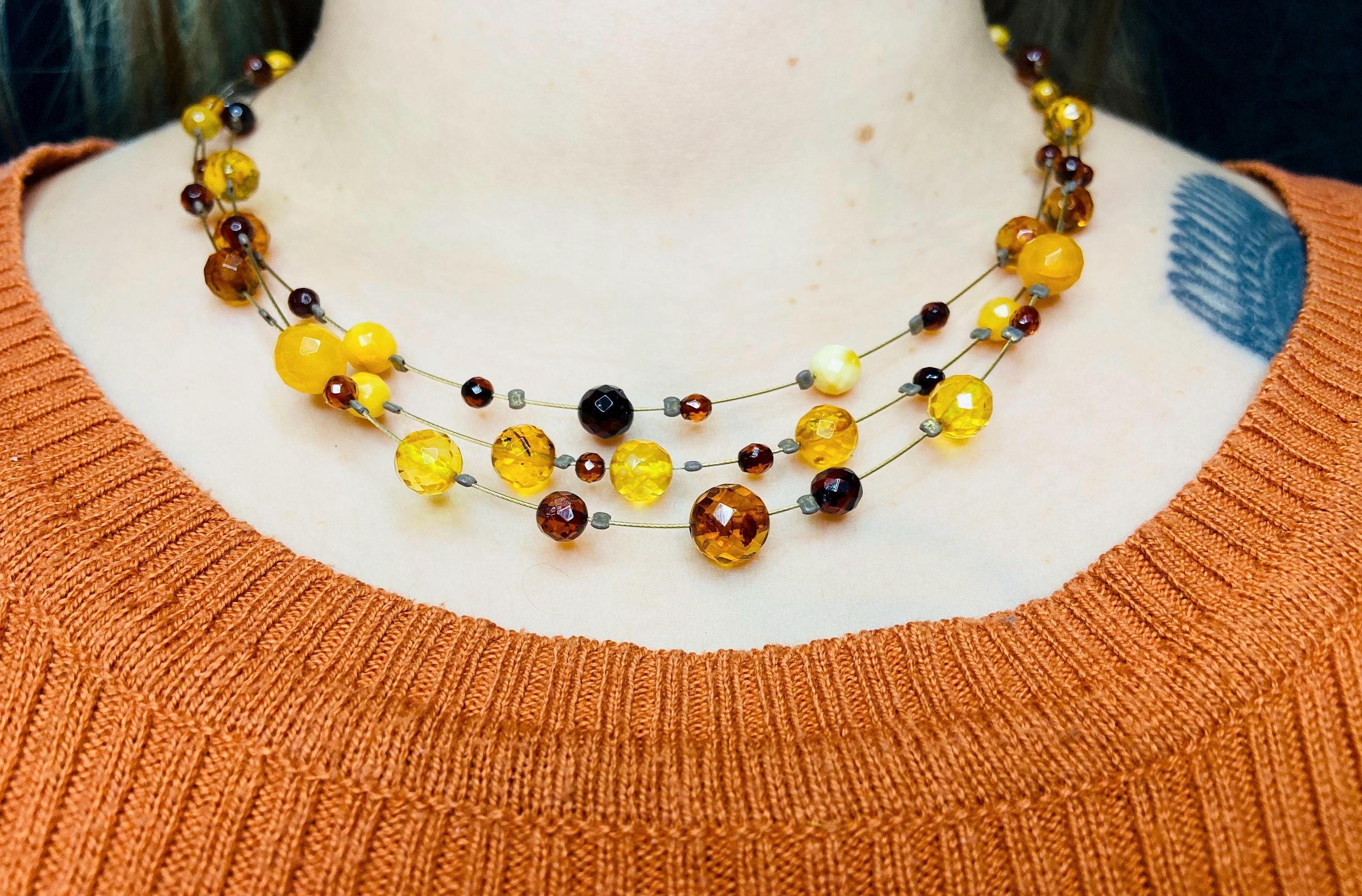 Collana In Ambra Baltica Naturale Per Bambini 33-34 Cm - Perline Annodate Singolarmente, Chiusura A Vite, Certificata, Confezione Regalo