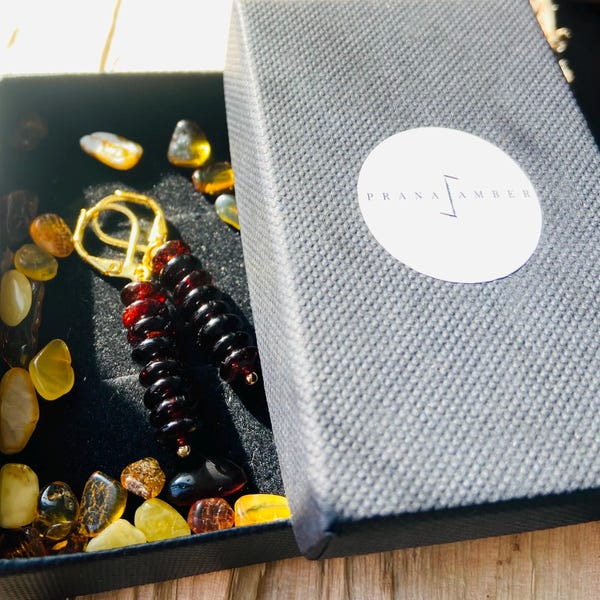 Baltic Amber Cherry drop earrings rondelle shape, high quality women jewelry