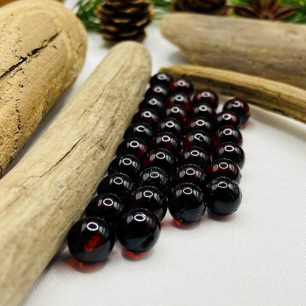 8mm Amber dark Cherry round beads, 5-100 grams crafters lot