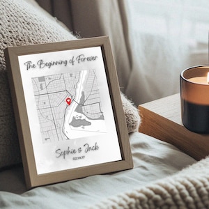 The Beginning of Forever Paares erstes Date mit Herz Pin | Valentinstag | mit Namen & Datum | Digitaler Download am selben Tag