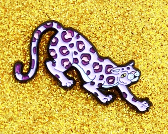 Lavender Jaguar Lapel Pin - Wild Cat Pink Enamel Pin - Jungle Cat Panther Cheetah Lilac Pastel Purple Cat Enamel Lapel Pin