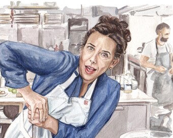 Carla Lalli Music Portrait Painting - Bon Appetit Test Kitchen - YouTube Watercolour - art print painting 8x10 and 11x14