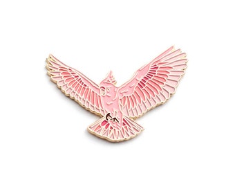 Pink Cockatoo Enamel Pin - Flying Pink Parrot Lapel Pin - Illustration Drawing Lapel Pin