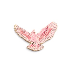 Pink Cockatoo Enamel Pin - Flying Pink Parrot Lapel Pin - Illustration Drawing Lapel Pin