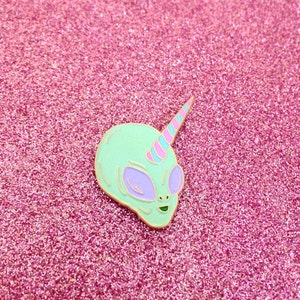 Alien Unicorn Aliencorn Lapel Pin Alien plus Unicorn Enamel Lapel Pin UFO Mythical Creature Grey Alien Pastel Unicorn image 1