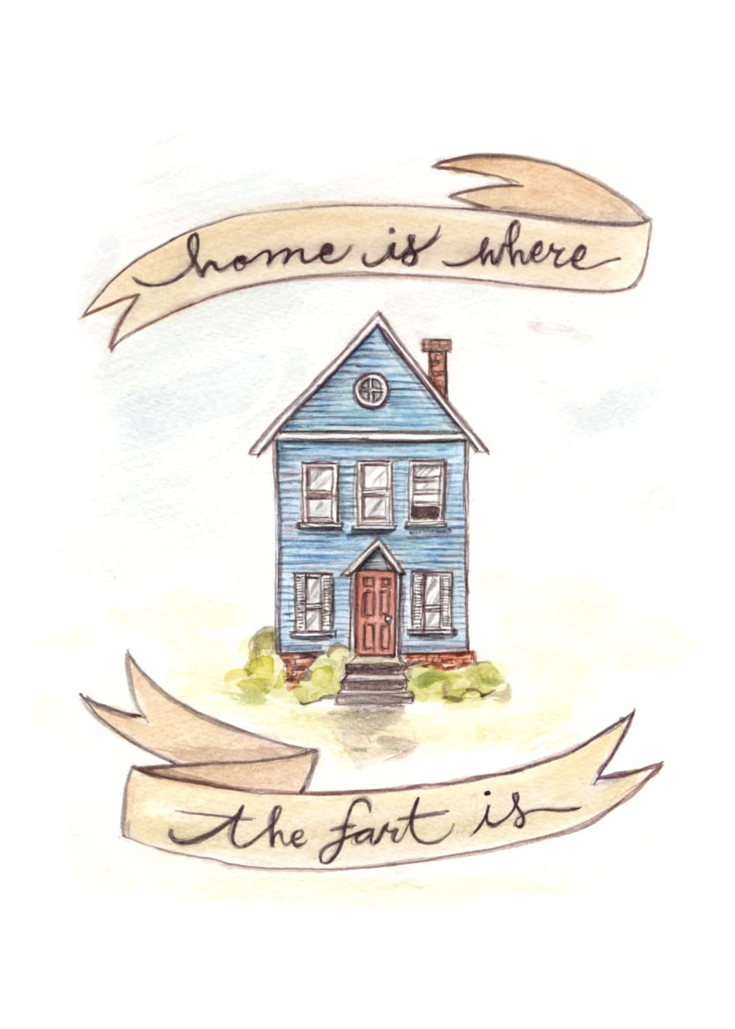 Home is Where the Fart is Illustration Print Funny Cute Etsy