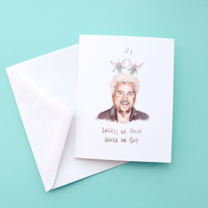Engel, die wir auf Guy Fieri gehört haben - Weihnachtskarte - Food Netzwerk - Diners Drive-Ins und Tauchgänge - Urlaub - lustiges Wortspiel Illustrationszeichnung