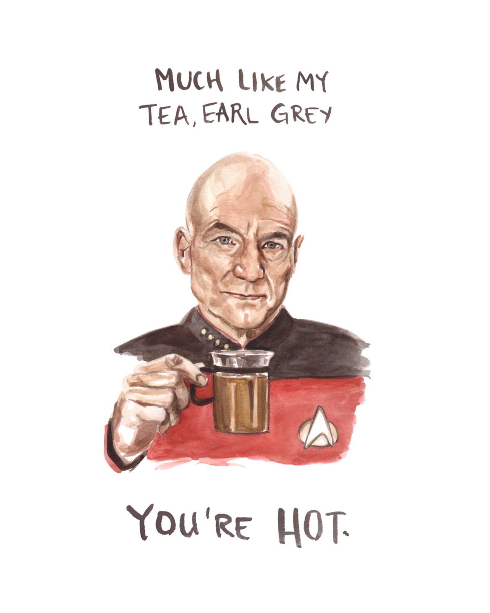 Star Trek Captain Picard Illustration Tea Earl Grey Hot Jean Etsy