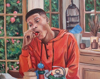 Fresh Prince Will Smith Painting - Fresh Prince of Bel Air Eating a Cherry Tomato - Acrylic Painting Portrait art print 5x7 8x10 and 11x14
