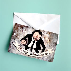 Hans Gruber - sterven Hard kerstkaart - Hans Falling tot aan zijn dood - Alan Rickman