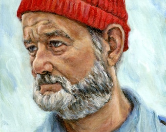 Bill Murray as Steve Zissou - Print - Life Aquatic Portrait Painting - Wes Anderson - 5x7 8x10 11x14