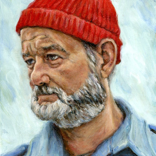 Bill Murray as Steve Zissou - Print - Life Aquatic Portrait Painting - Wes Anderson - 5x7 8x10 11x14