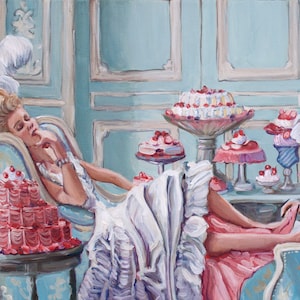 Marie Antoinette Eats Cake - Kirsten Dunst Painting Sofia Coppola - Acrylic Painting Portrait art print  Sizes 5x7 8x10 and 11x14