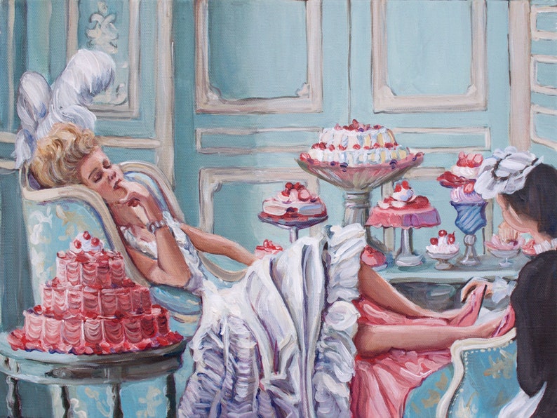 Marie Antoinette Eats Cake Kirsten Dunst Painting Sofia Coppola Acrylic Painting Portrait art print Sizes 5x7 8x10 and 11x14 image 1