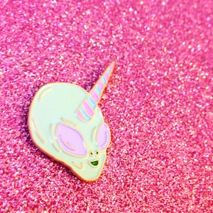 Alien Unicorn Aliencorn Lapel Pin Alien plus Unicorn Enamel Lapel Pin UFO Mythical Creature Grey Alien Pastel Unicorn image 3