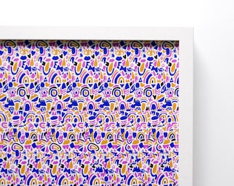 NO - Bright Illustration Stereogram - Hidden 3D Image 16x20 - Magic Eye 1990s Retro Throwback - Pattern Illustration Poster Art Poster Print