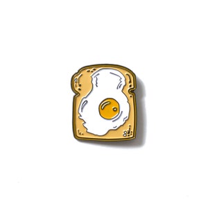 Fried Egg on Toast - Enamel Lapel Pin - Breakfast Brunch Food Lapel Pin - Sunny Side Up Egg Illustration - Bread Enamel Pin